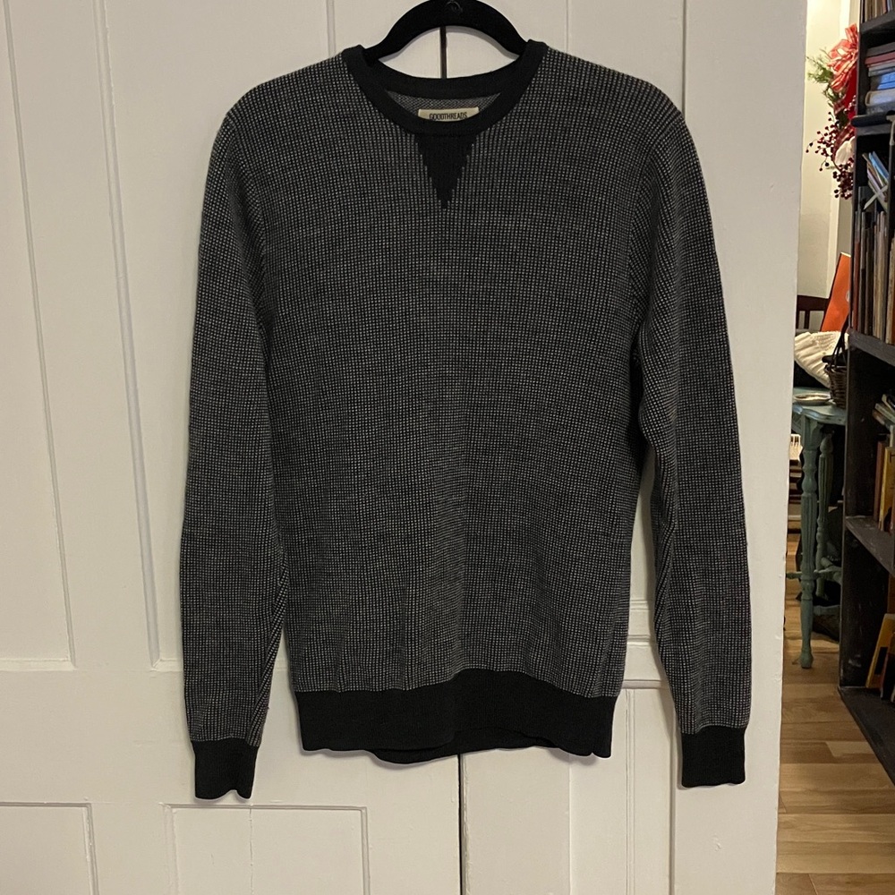 Goodthreads 100% Wool Men's Charcoal and Black Crewneck Sweater